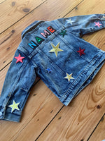 Load image into Gallery viewer, Personalised Name Patch Denim Jacket Star Patches
