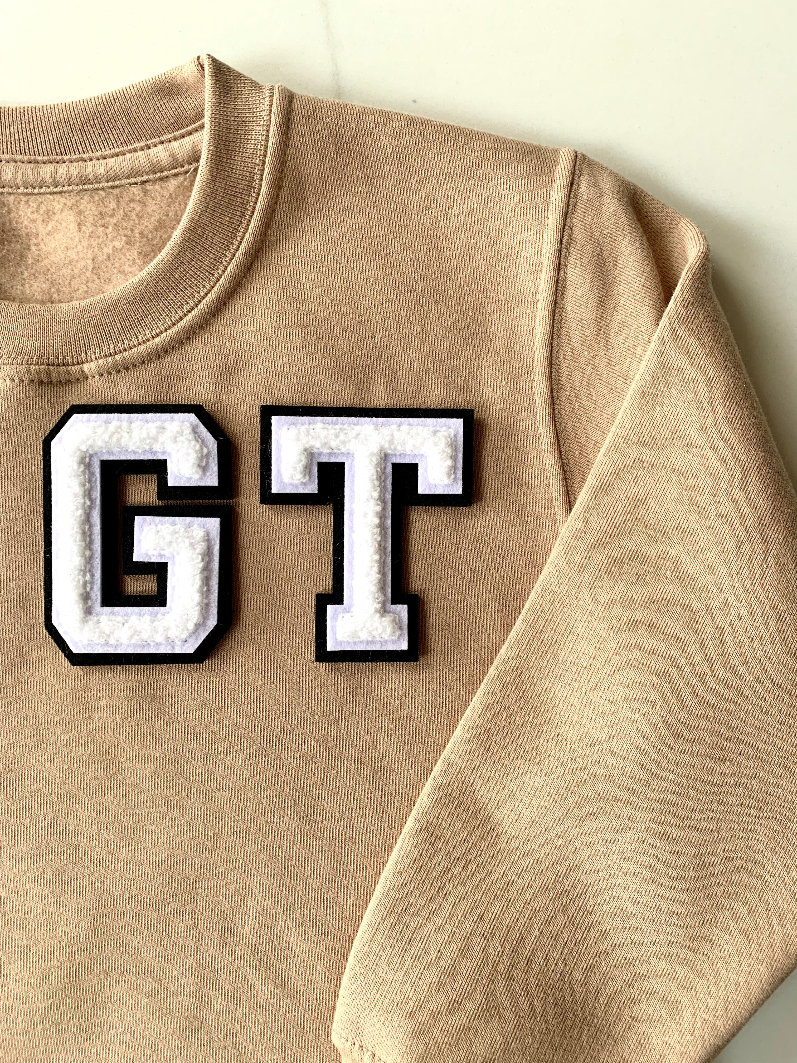 Varsity Personalised Initial Patch Nude Sweater