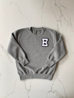 Load image into Gallery viewer, Varsity Personalised Initial Patch Grey Sweater
