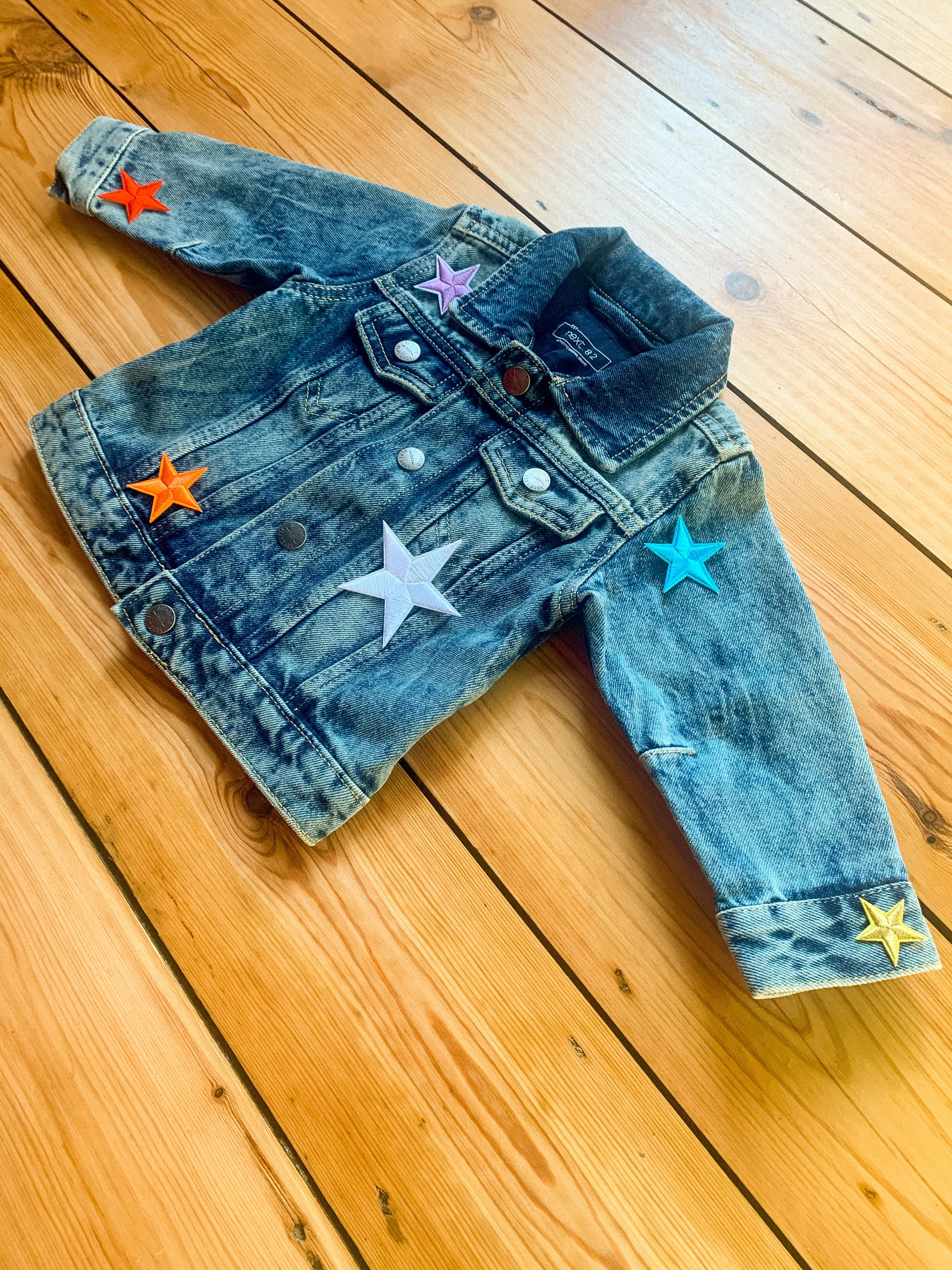Personalised Name Patch Denim Jacket Star Patches
