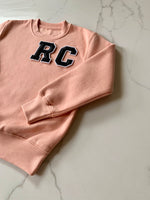 Load image into Gallery viewer, Varsity Personalised Initial Patch Peach Sweater
