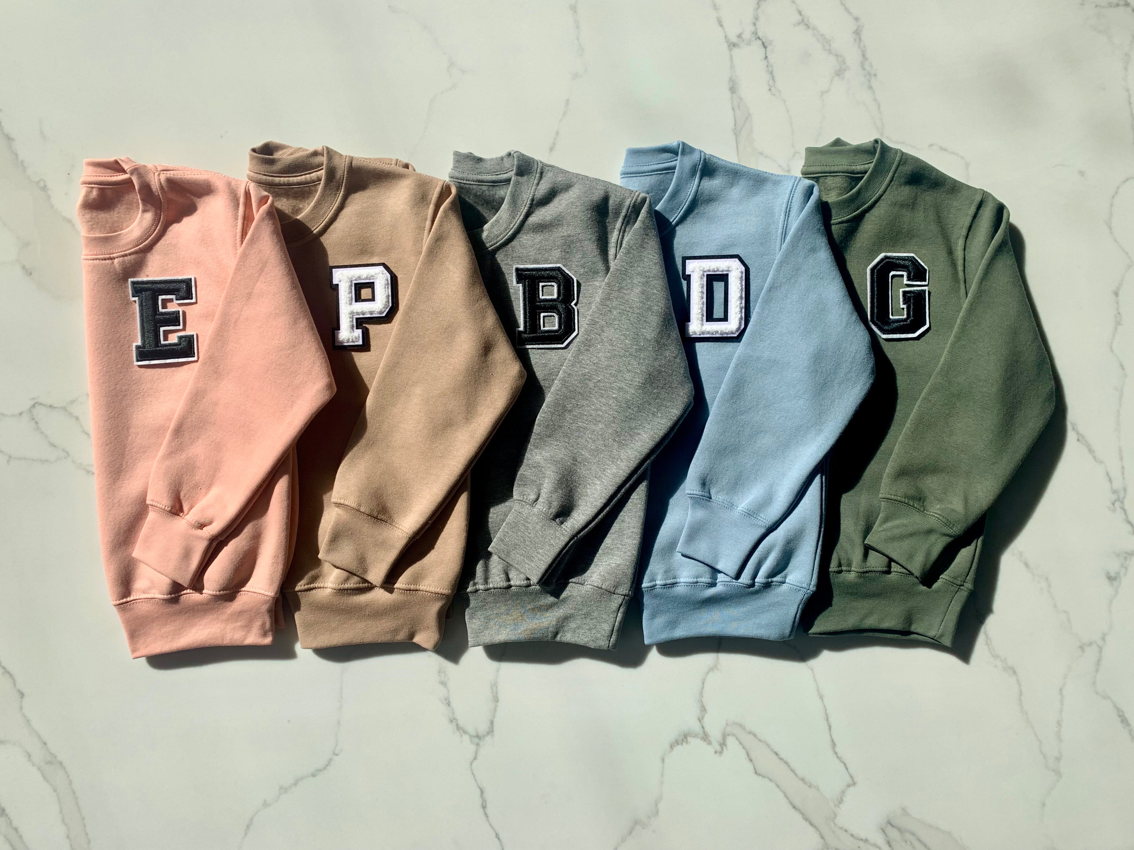 Varsity Personalised Initial Patch Grey Sweater