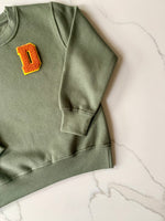 Load image into Gallery viewer, Varsity Personalised Initial Patch Khaki Sweater

