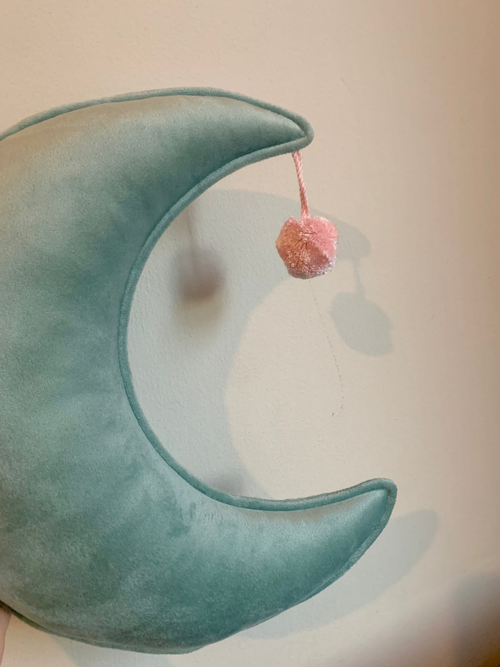 Customised Velvet Moon Cushion with Pom Pom