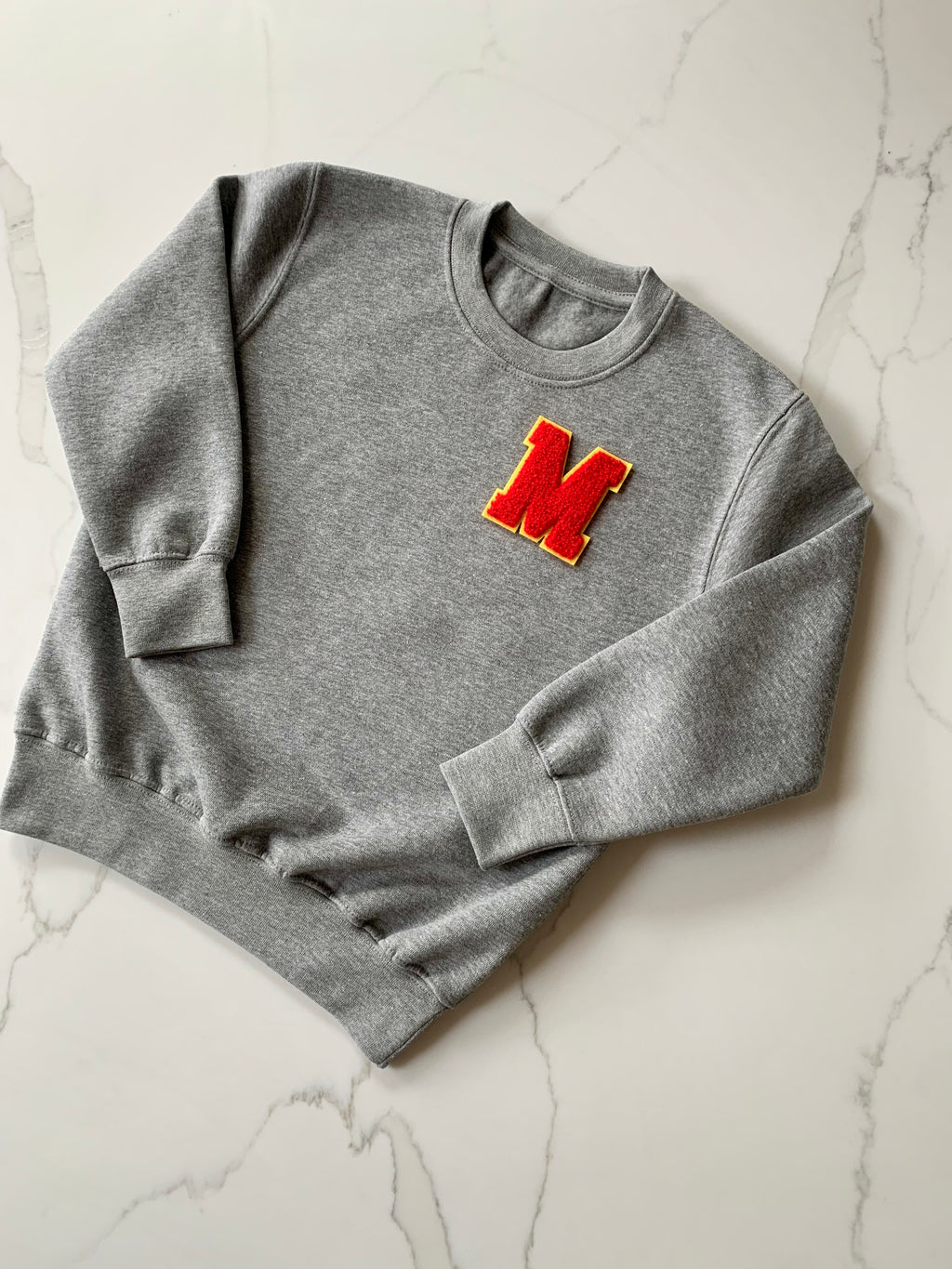 Varsity Personalised Initial Patch Grey Sweater