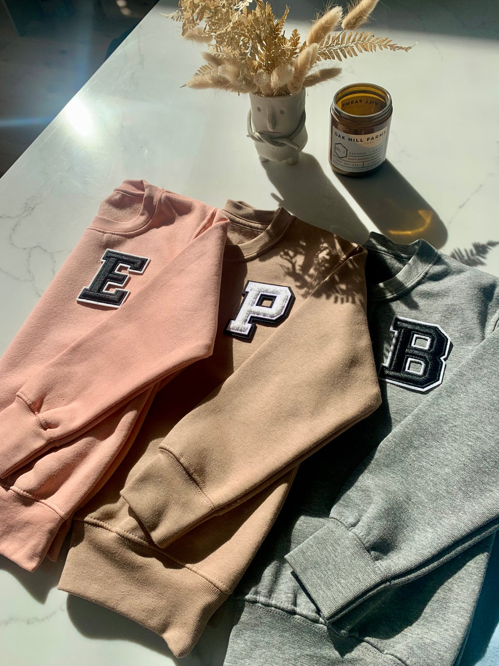Varsity Personalised Initial Patch Grey Sweater