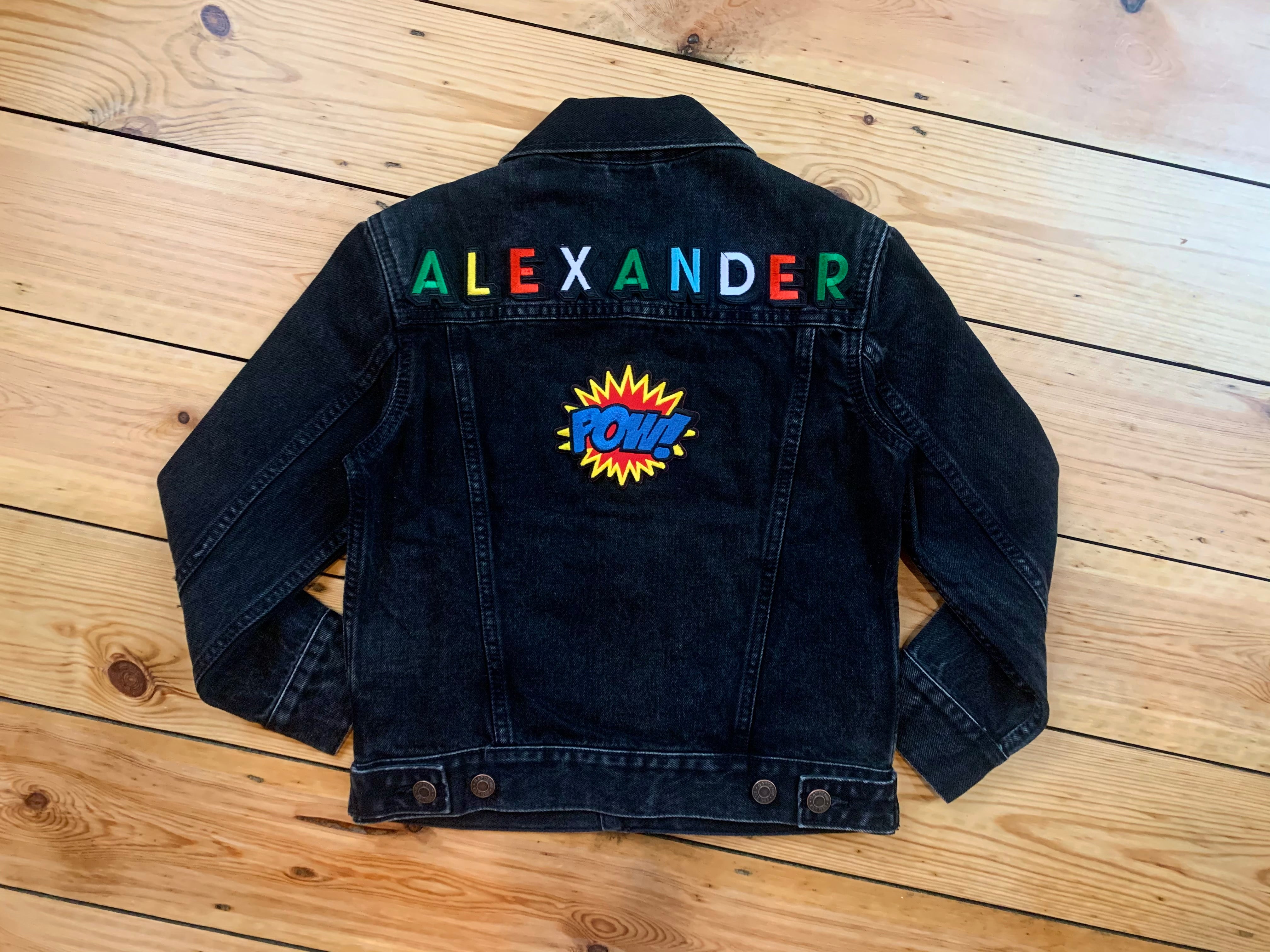 Personalised Name Patch Black Denim Jacket With Patch