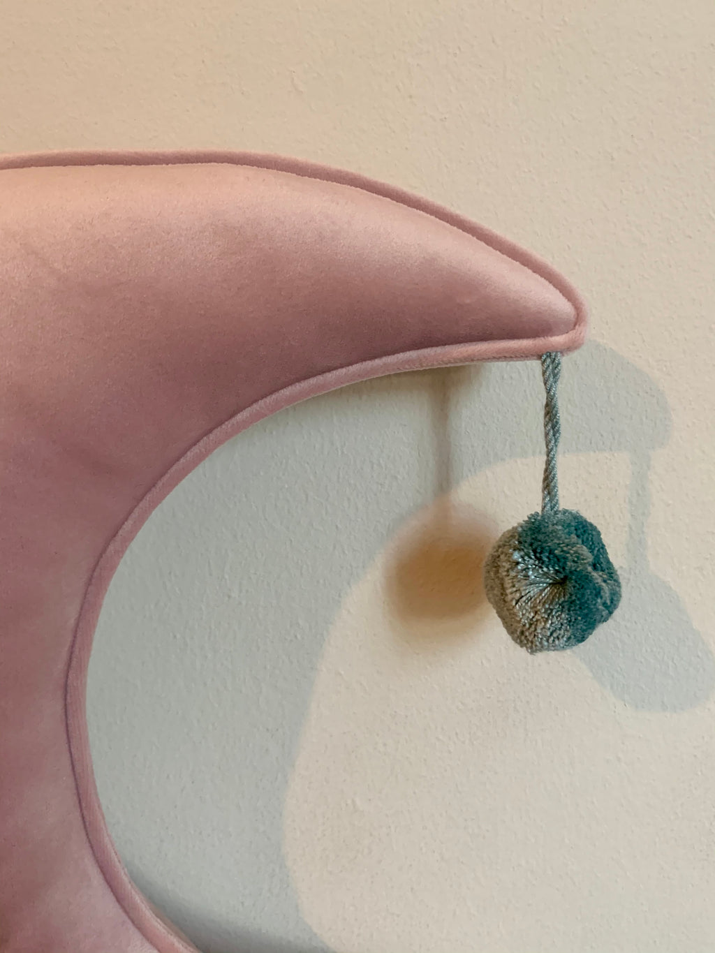 Customised Velvet Moon Cushion with Pom Pom