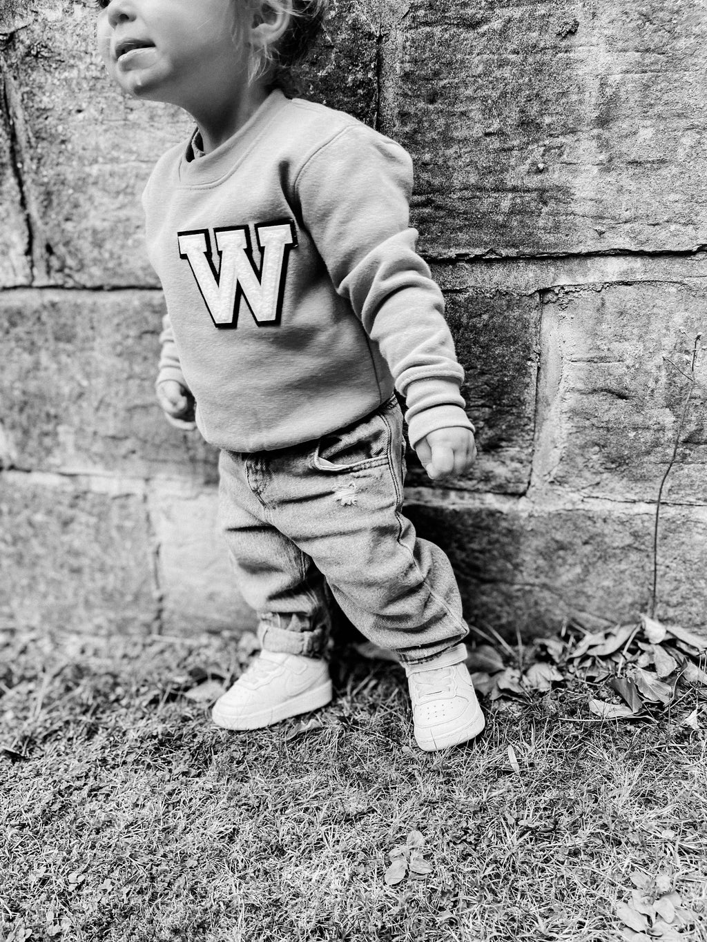 Varsity Personalised Initial Patch Khaki Sweater