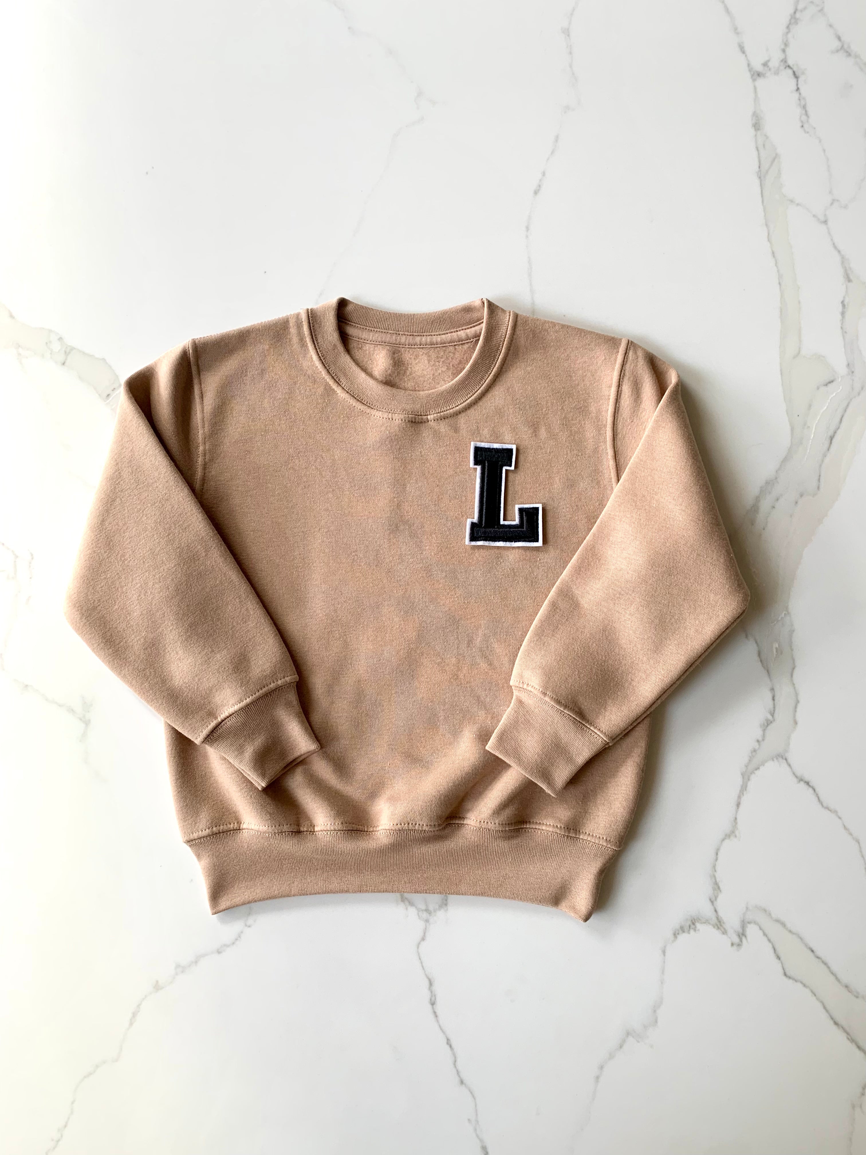 Varsity Personalised Initial Patch Nude Sweater