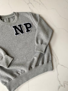 Varsity Personalised Initial Patch Grey Sweater