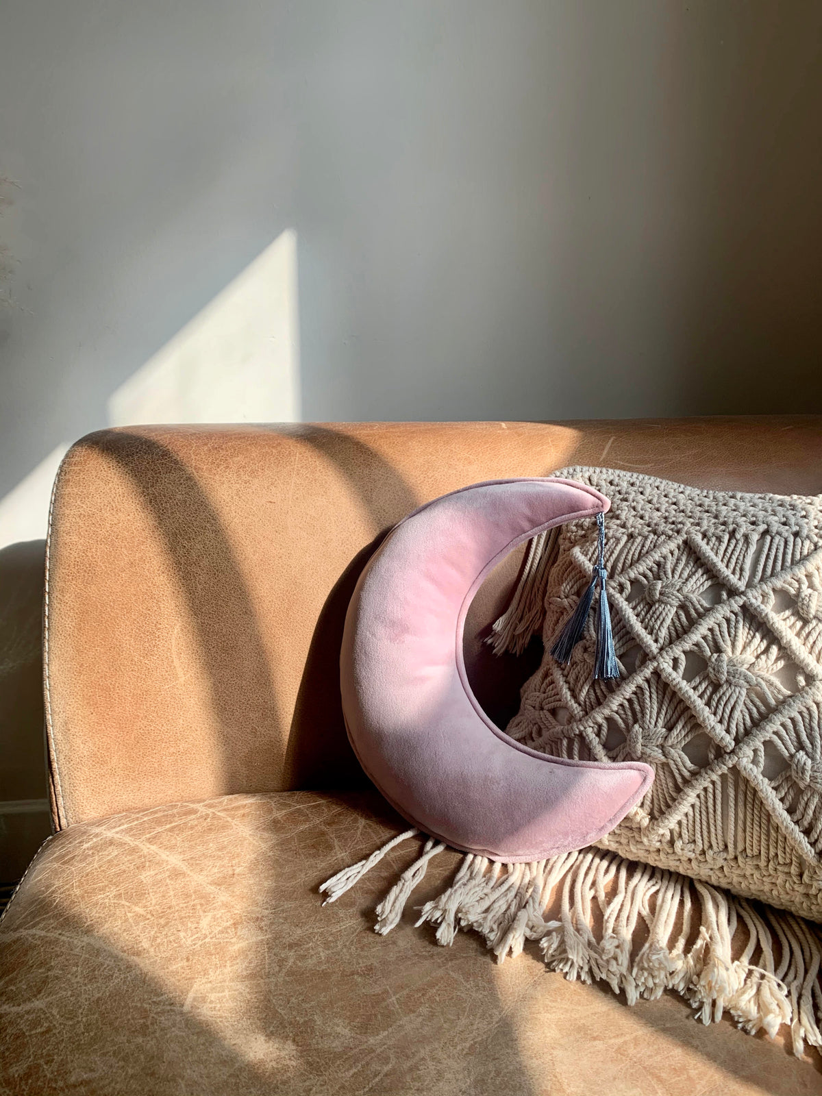 Customised Velvet Moon Cushion with Tassels
